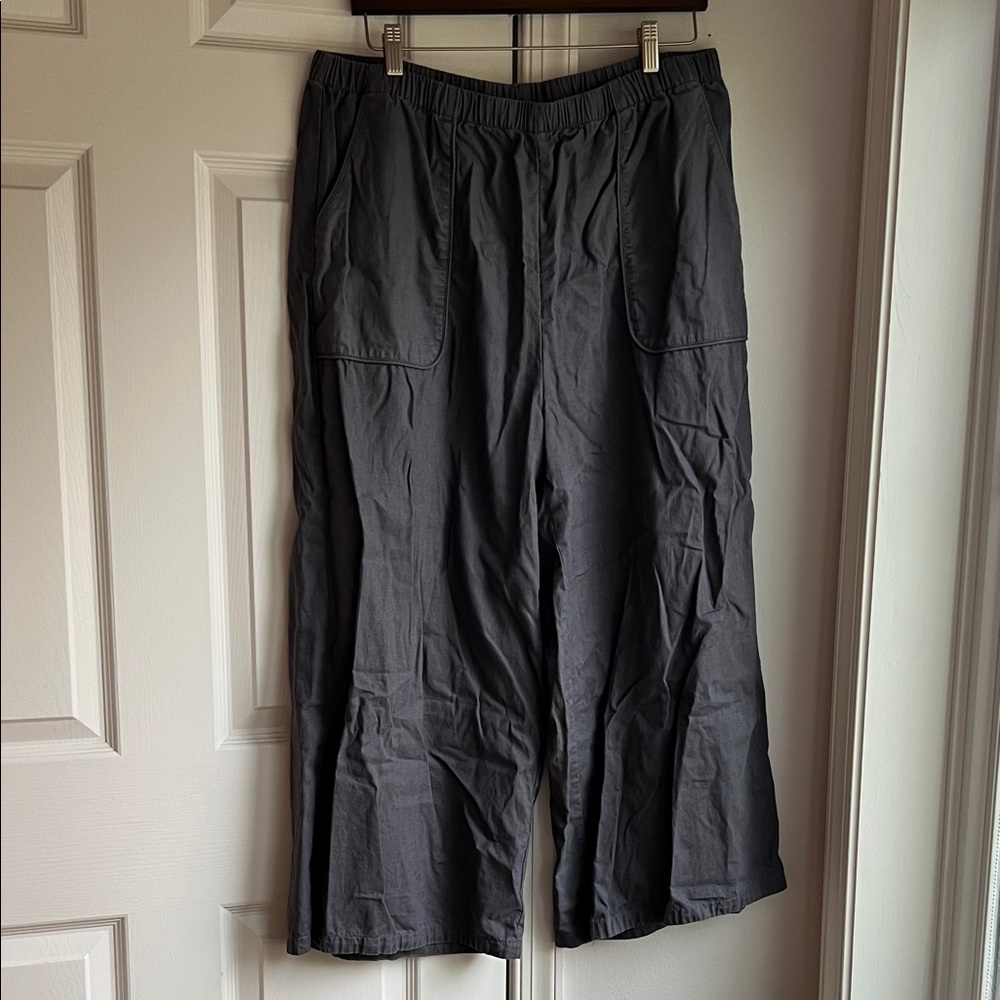 Linen Elastic Waist Palazzo Pants